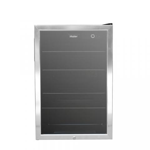 Haier glassdoor mini fridge front view 