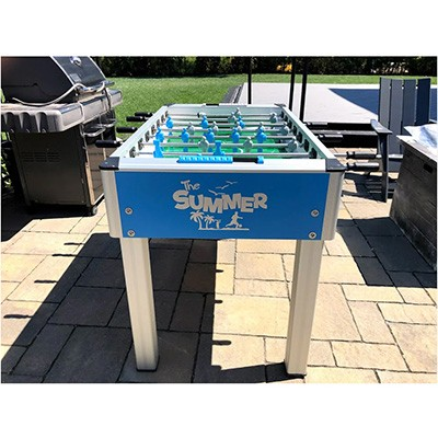 Roberto Sport summer outdoor foosball table outside scoring view