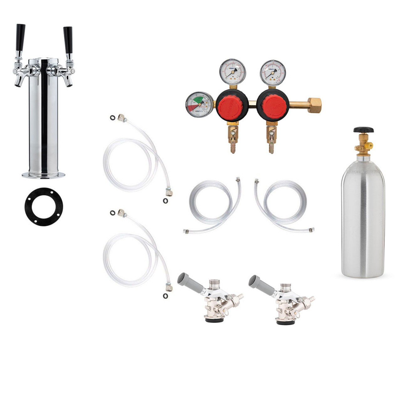 DIY 2 pressure 2 Tap Tower Kegerator Conversion Kit (with 5lbCO2 tank)