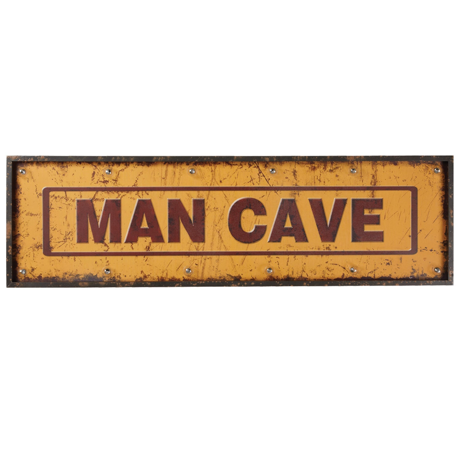 Orange Metal Mancave sign